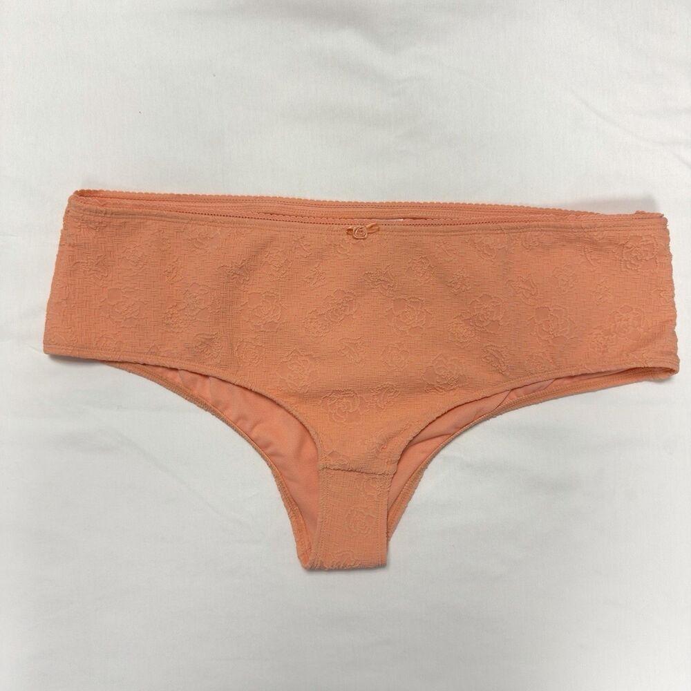 Celebrity Pink Swim Peach Textured Floral Bikini Bottoms Womens L (12-14)